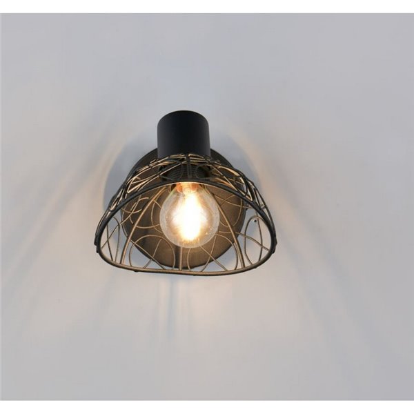 Foco de pared/techo YAKO con pantalla de rejilla bombilla excl. 1x E14 max. 40W IP20 Negro