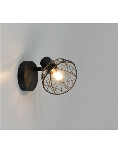 Foco de pared/techo YAKO con pantalla de rejilla bombilla excl. 1x E14 max. 40W IP20 Negro