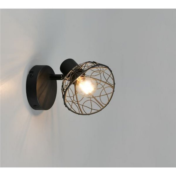 Foco de pared/techo YAKO con pantalla de rejilla bombilla excl. 1x E14 max. 40W IP20 Negro