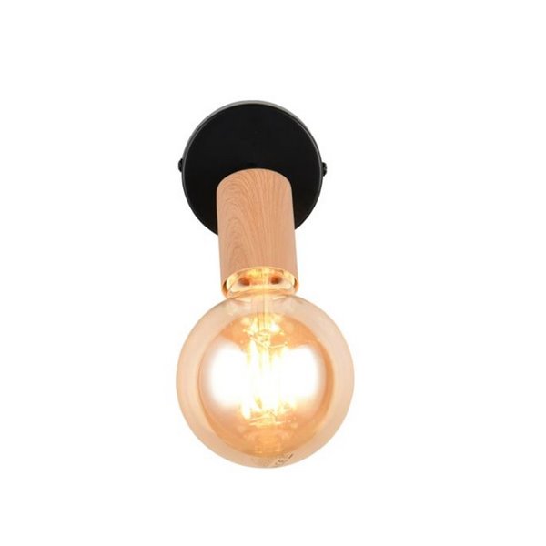 Applique LAMEGO, effet bois, ampoule non incluse 1x E27 max. 10W IP20 Noir/bois