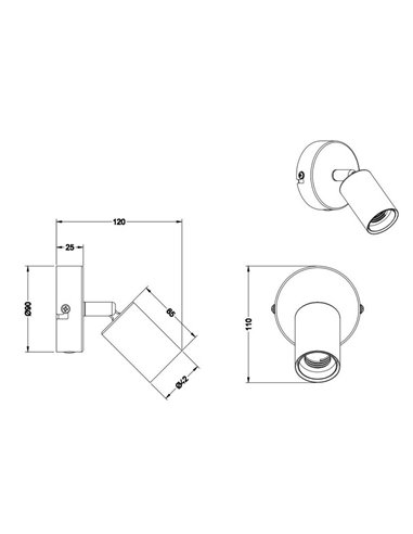 Applique LAMEGO, effet bois, ampoule non incluse 1x E27 max. 10W IP20 Noir/bois