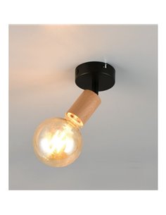 Applique LAMEGO, effet bois, ampoule non incluse 1x E27 max. 10W IP20 Noir/bois 2