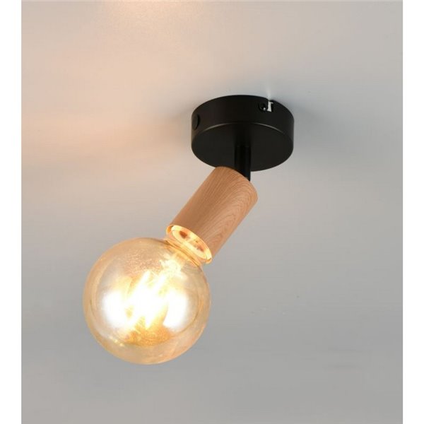 Applique LAMEGO, effet bois, ampoule non incluse 1x E27 max. 10W IP20 Noir/bois