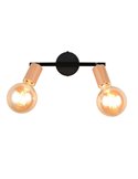 Regleta de 2 focos para techo/pared LAMEGO bombilla excl. 2x E27 max. 10W IP20 Negro/madera