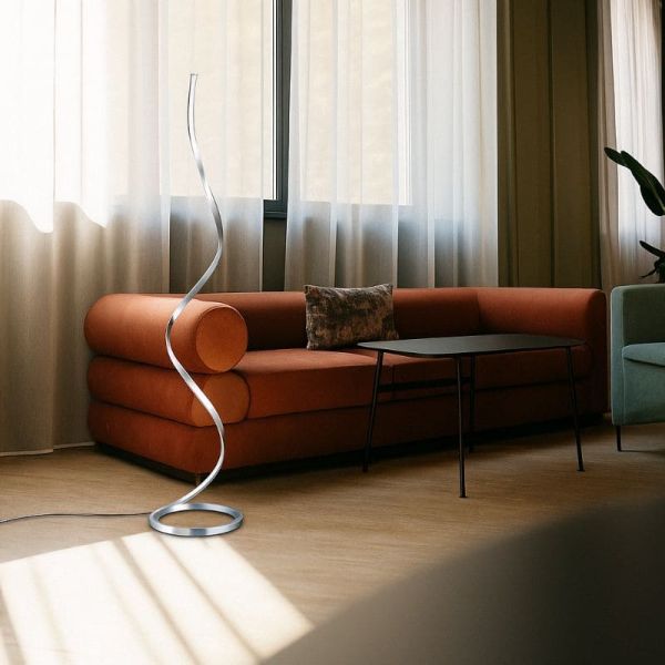 Lámpara de pie NUR XL plata dimmable 5001 Mantra ambiente | LeonLeds