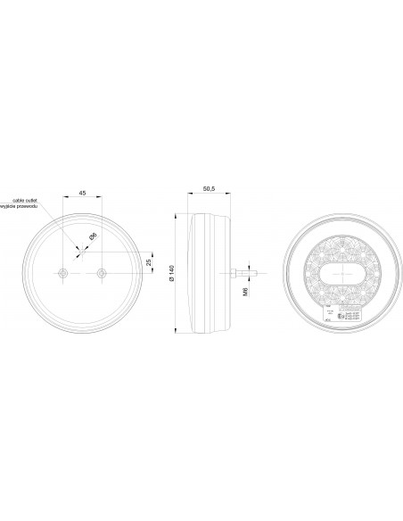 Dimensiones de Piloto Trasero LED 3 Funciones Redondo Fristom FT-110 Posición Freno Intermitente 12V 24V | LeonLeds Iluminación