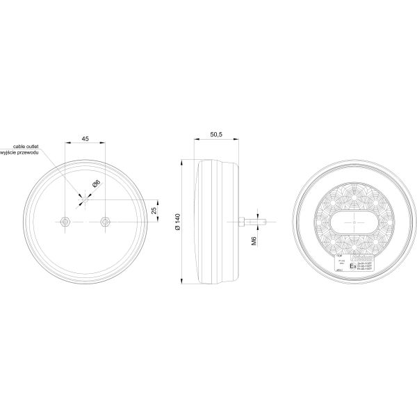 Dimensiones de Piloto Trasero LED 3 Funciones Redondo Fristom FT-110 Posición Freno Intermitente 12V 24V | LeonLeds Iluminación