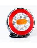 Feu arrière LED rond FT-110, 3 fonctions, avec câble de 1 m, 12/36 V, IP68