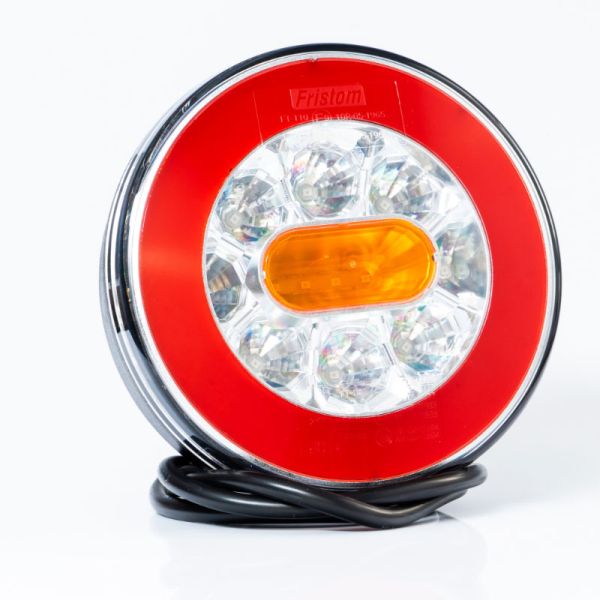 Lanterna traseira LED redonda FT-110, 3 funções, com cabo de 1 m, 12/36 V IP68