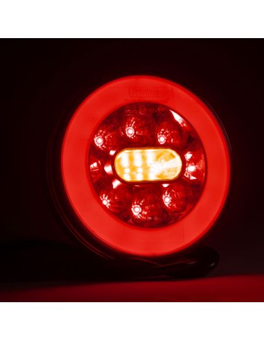 Piloto trasero LED redondo FT-110, 3 funciones, con cable 1m,12/36V IP68