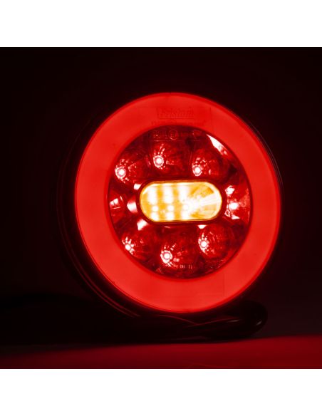 Lanterna traseira LED redonda FT-110, 3 funções, com cabo de 1 m, 12/36 V IP68