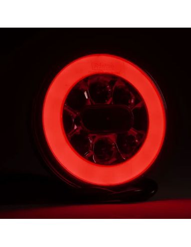 Piloto trasero LED redondo FT-110, 3 funciones, con cable 1m,12/36V IP68