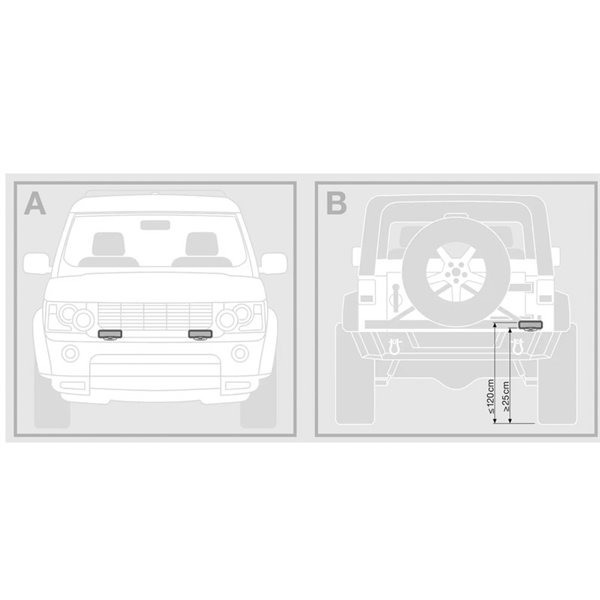 Barra de trabajo delantera y marcha atrás LEDriving OSRAM WL VX125‑WD alta cobertura, 18W 6000K, 1500Lm, alcance 48m