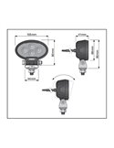 Foco de trabajo LED delantero y marcha atrás, LEDriving OVAL WL VX100‑WD luz amplia, 17W 6000K 1500Lm, alcance 50m