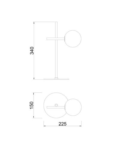 Lampe de table CELLAR 1 ou 2 lumières, 7637 Mantra, dimensions | LeonLeds
