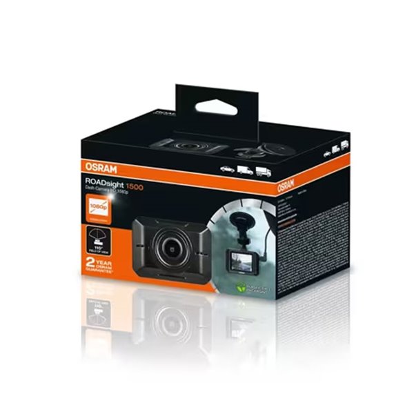 Câmera de painel Roadsight 1500, 1080p, 110°, sensor G, tela de 2"