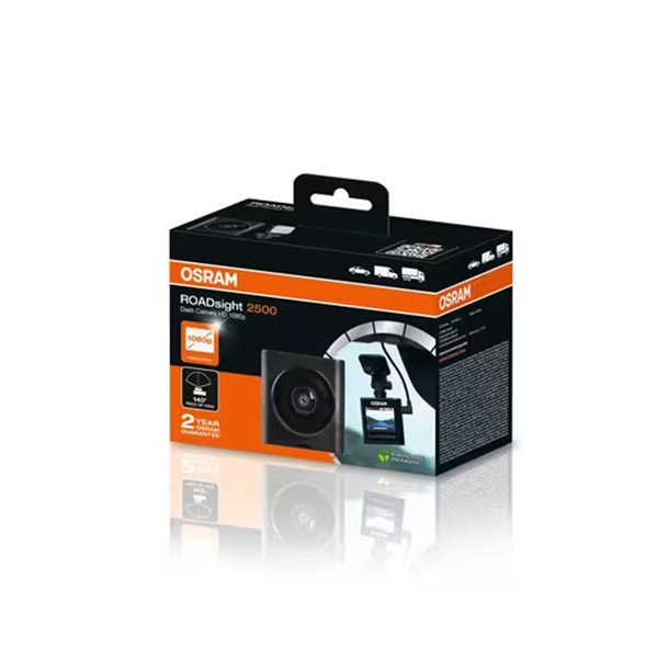 Câmera de painel Roadsight 2500 1080p HDR avançada, ângulo amplo de 140°, sensor G, microfone e alto-falante, 2"