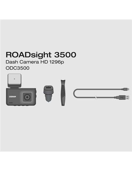 Cámara para salpicadero superior Dash cam ROADsight 3500 1296p, gran angular 140°, sensor G, micro y altavoz, 3"