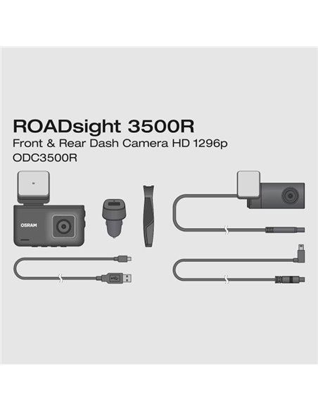 Cámara para salpicadero superior y cámara trasera Dash cam ROADsight 3500R 1296p 140°, sensor G, micro y altavoz, 3"