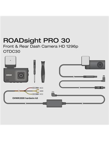 Camara de salpicadero gama alta y cámara trasera Dash cam ROADsight PRO 30, 1296p 140°, GPS y velocidad, sensor G, micro y altav