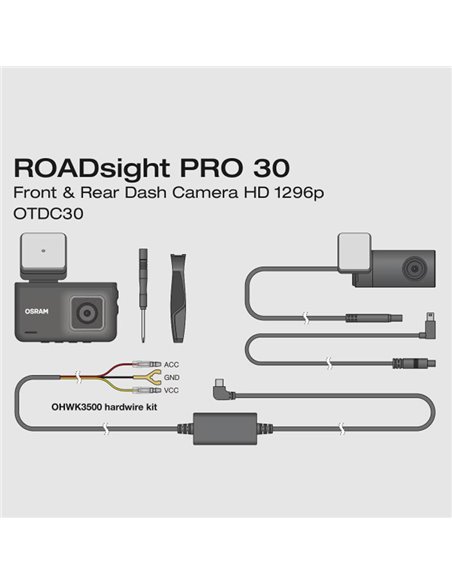 Camara de salpicadero gama alta y cámara trasera Dash cam ROADsight PRO 30, 1296p 140°, GPS y velocidad, sensor G, micro y altav