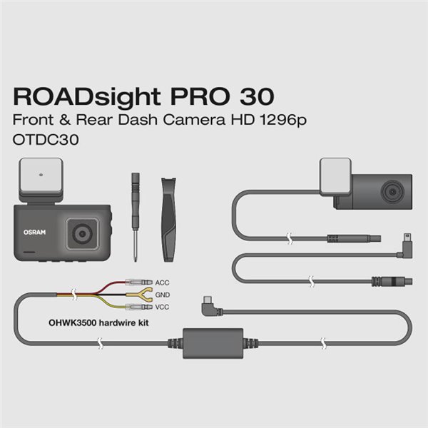 Camara de salpicadero gama alta y cámara trasera Dash cam ROADsight PRO 30, 1296p 140°, GPS y velocidad, sensor G, micro y altav