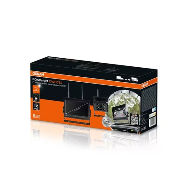 Cámara de marcha atrás inalámbrica ROADsight OWRCS7, monitor AHD 7", 1080p 120º con infrarrojos, 12/24V
