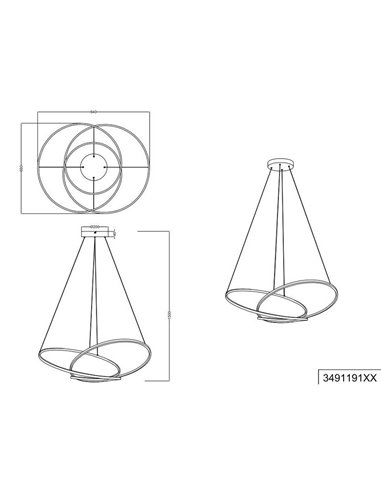Luminária de teto grande de LED DARVIN 52W 6700lm, interruptor DIP regulável 2300+3000+4000K IP20 preta