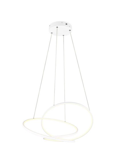 Suspension LED DARVIN 52 W 6 700 lm, grande largeur 84 cm, intensité variable, interrupteur DIP IP20, blanc