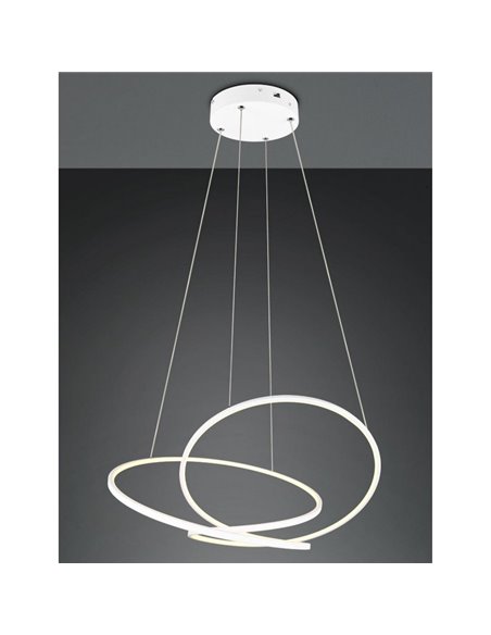 Suspension LED DARVIN 52 W 6 700 lm, grande largeur 84 cm, intensité variable, interrupteur DIP IP20, blanc