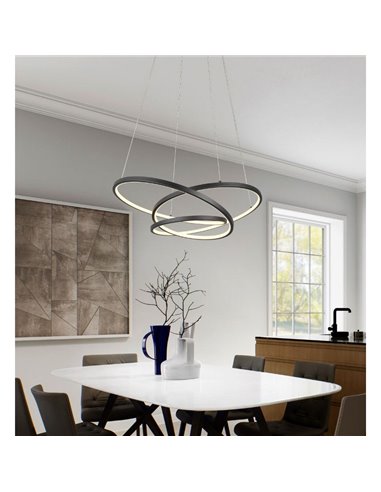 Grand plafonnier LED DARVIN 52 W 6 700 lm, variateur DIP Switch 2 300 + 3 000 + 4 000 K IP20 Noir