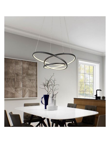 Luminária de teto grande de LED DARVIN 52W 6700lm, interruptor DIP regulável 2300+3000+4000K IP20 preta