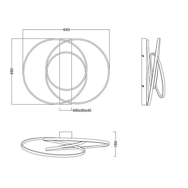 Plafón de techo aros LED DARVIN 34W 4500lm, regulable DIP SWITCH 2300+3000+4000K IP20 Dorado