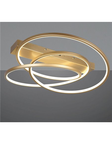 Plafón de techo aros LED DARVIN 34W 4500lm, regulable DIP SWITCH 2300+3000+4000K IP20 Dorado