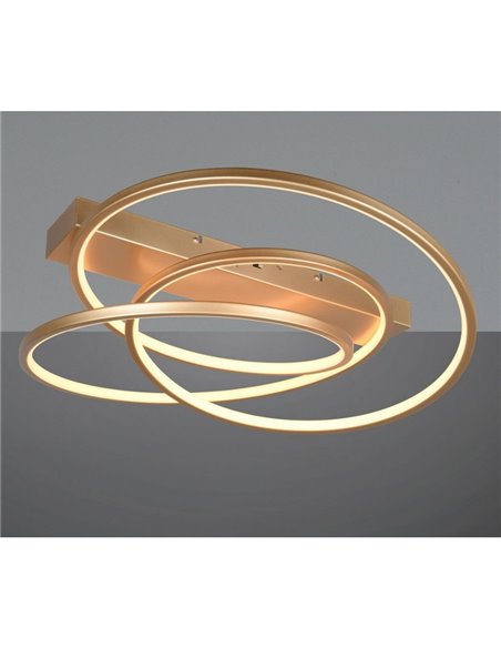 Plafón de techo aros LED DARVIN 34W 4500lm, regulable DIP SWITCH 2300+3000+4000K IP20 Dorado