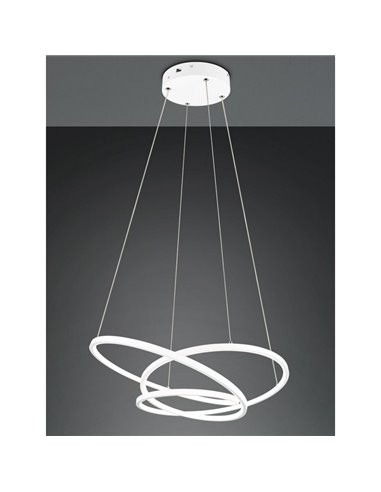 Luminária pendente de LED DARVIN 34W 4500lm, pequena, 64 cm de largura, regulável 2300+3000+4000K IP20 branca