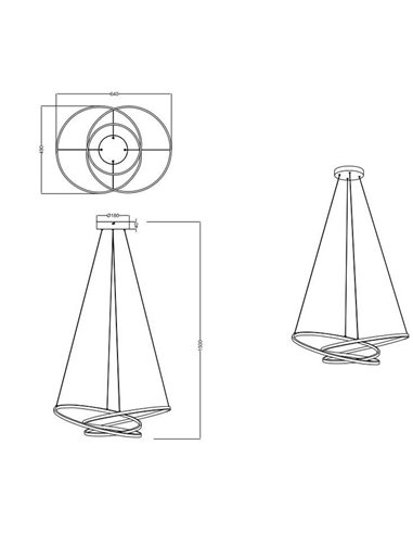 Lámpara colgante LED DARVIN 34W 4500lm, pequeña 64cm ancho, regulable 2300+3000+4000K IP20 Blanco