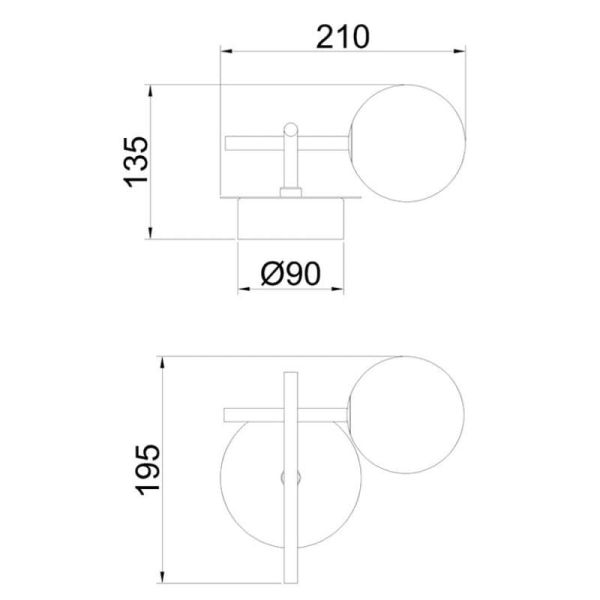 Aplique de parede CELLAR 1-luz, 7636 Mantra, dimensões | LeonLeds