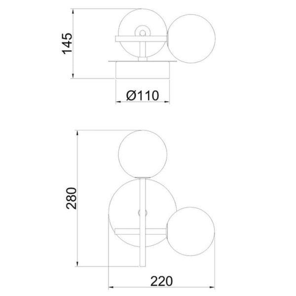 Aplique de pared CELLAR 2 luces 7635 Mantra medidas | LeonLeds