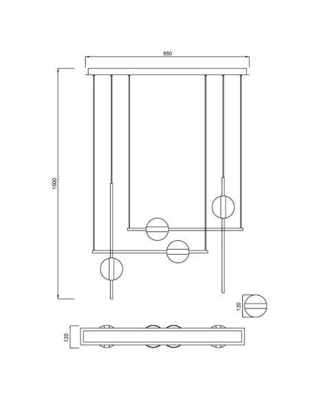 Lámpara LED alargada CUBA 32W 7160 Mantra medidas | LeonLeds