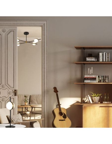 Plafón LED CUBA negro y dorado 32W 7162 Mantra ambiente| LeonLeds