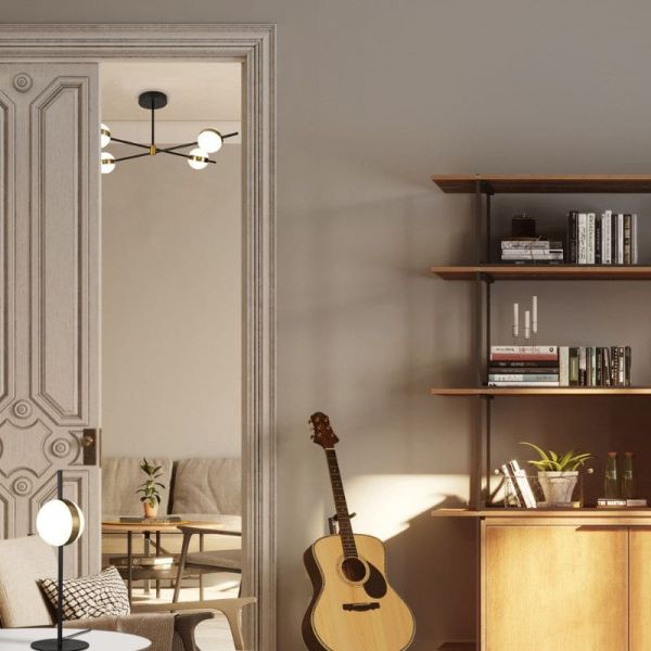 Plafón LED CUBA negro y dorado 32W 7162 Mantra ambiente| LeonLeds