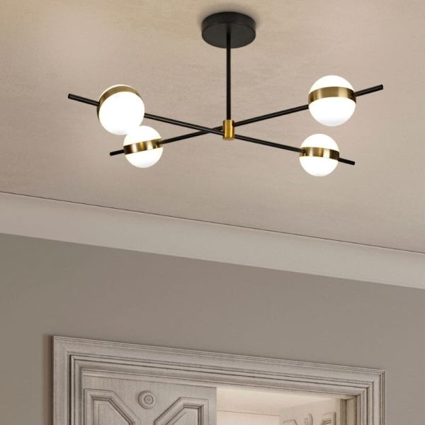 Plafón LED CUBA negro y dorado 32W 7162 Mantra ambiente detalle | LeonLeds