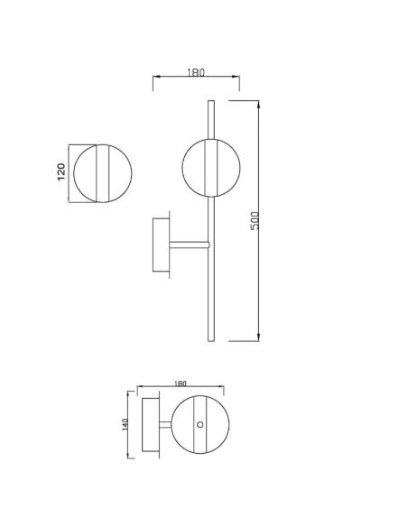 Aplique LED CUBA, preto e dourado, 6W, 7163, Mantra, dimensões | LeonLeds