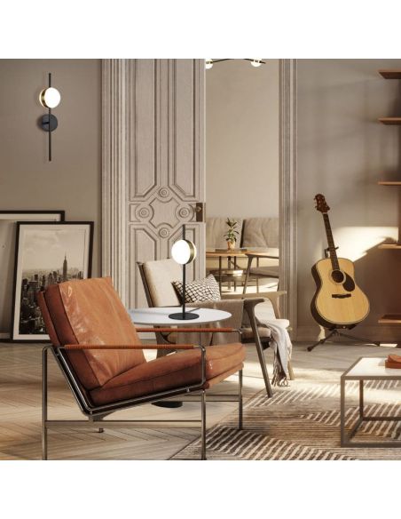 Luminária de parede LED CUBA, preta e dourada, 6W, 7163, Mantra ambiente | LeonLeds