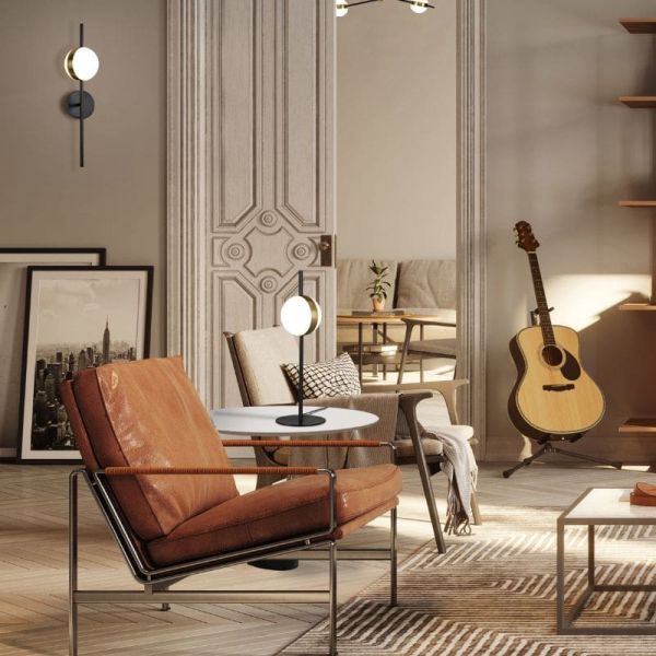 Luminária de parede LED CUBA, preta e dourada, 6W, 7163, Mantra ambiente | LeonLeds