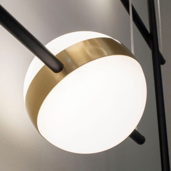 Luminária de teto CUBA LED, preta e dourada, 32W, 7161, Mantra, detalhe 1 | LeonLeds