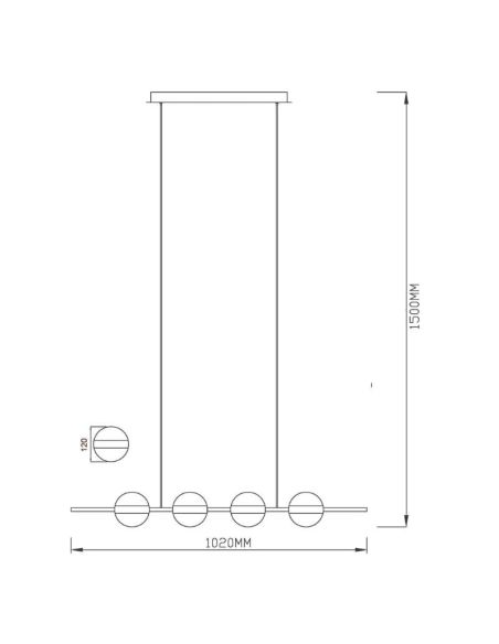 Luminária de teto CUBA LED, preta e dourada, 32W, 7161, Mantra, dimensões | LeonLeds