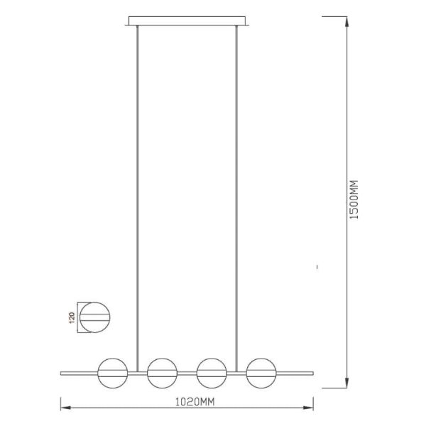 Lámpara de techo LED CUBA negra y dorada 32W 7161 Mantra medidas | LeonLeds