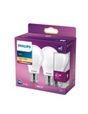 Pack 2 bombillas LED E27 classic 4,5W equivalente 40W A60, 2700K, cristal opaco, 470Lm